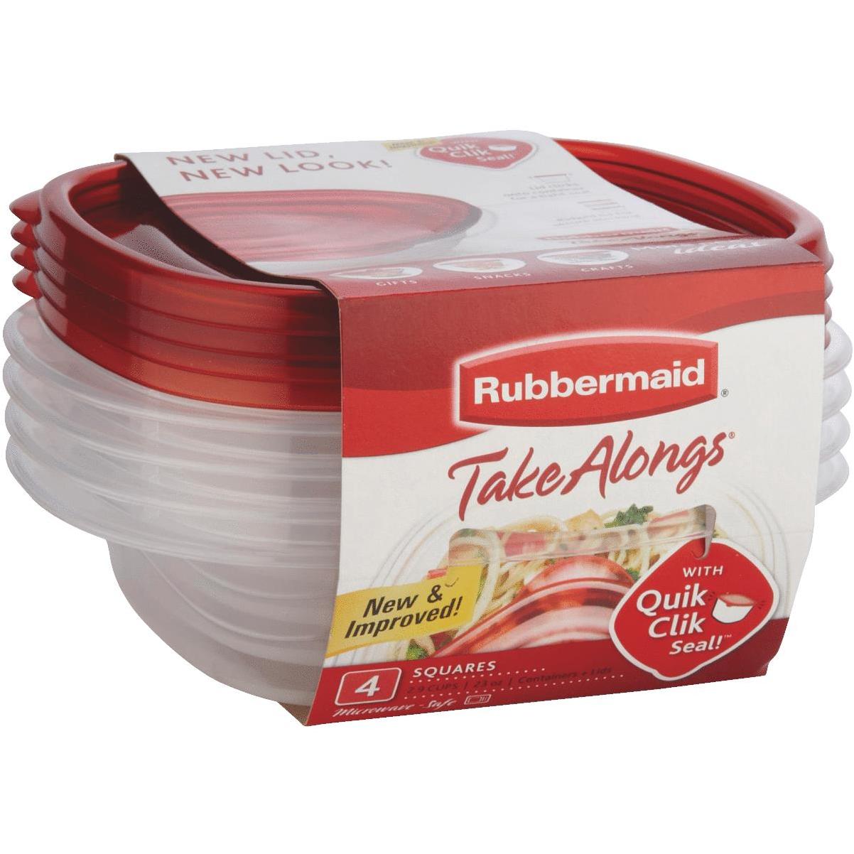 Rubbermaid Easy Find Lids 14-Cup Food Storage Container, Clear with Red Tabs