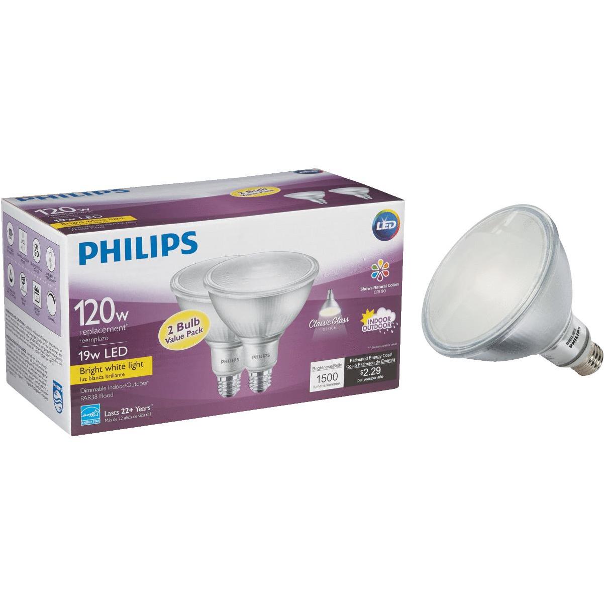 Archeoloog verteren Perforeren Philips 120W Equivalent Bright White PAR38 Medium Indoor/Outdoor LED  Floodlight Light Bulb (2-Pack) | Hammond Hardware