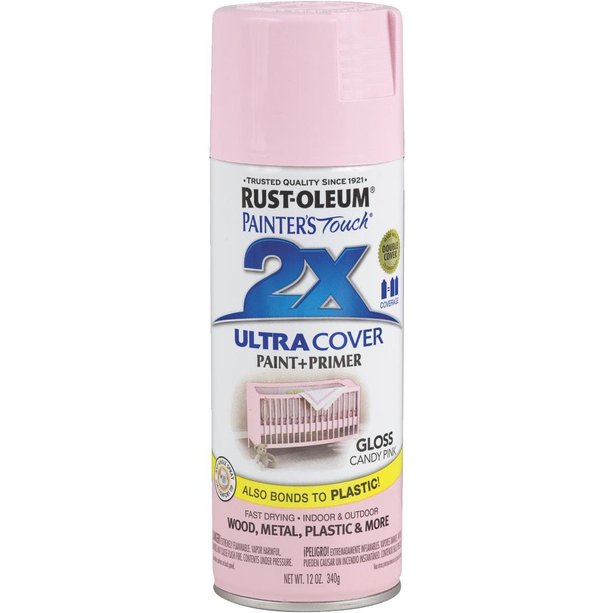 Rust-Oleum Painter's Touch 2X Ultra Cover Gloss Candy Pink Paint+Primer  Spray Paint 12 oz