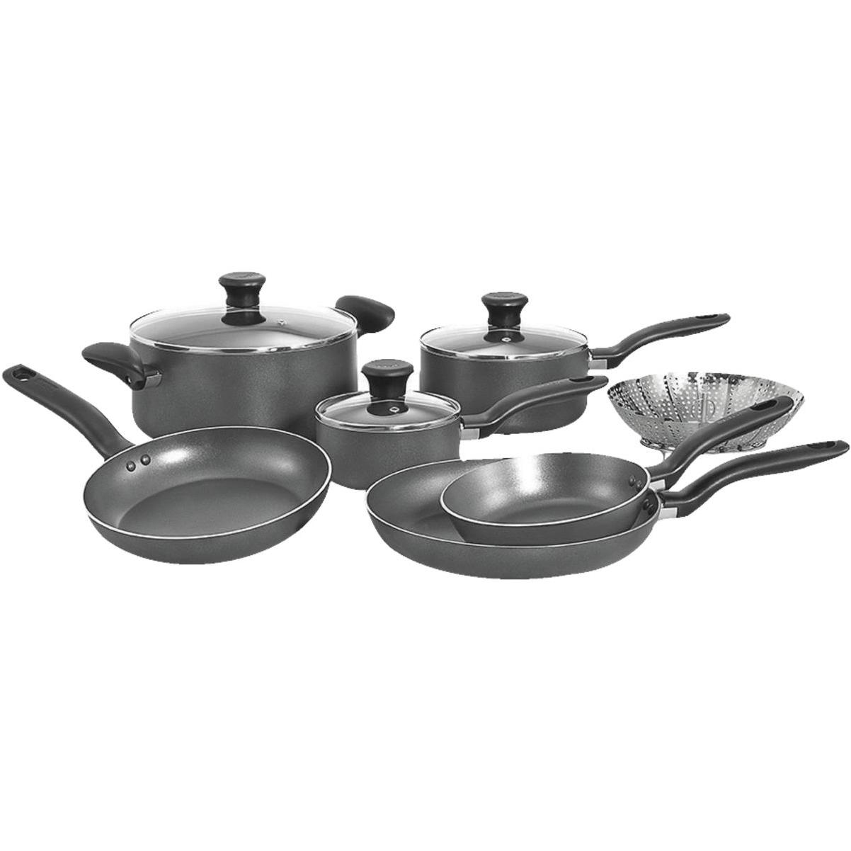 T-Fal Initiatives Aluminum 6 Piece Cookware Set - Black