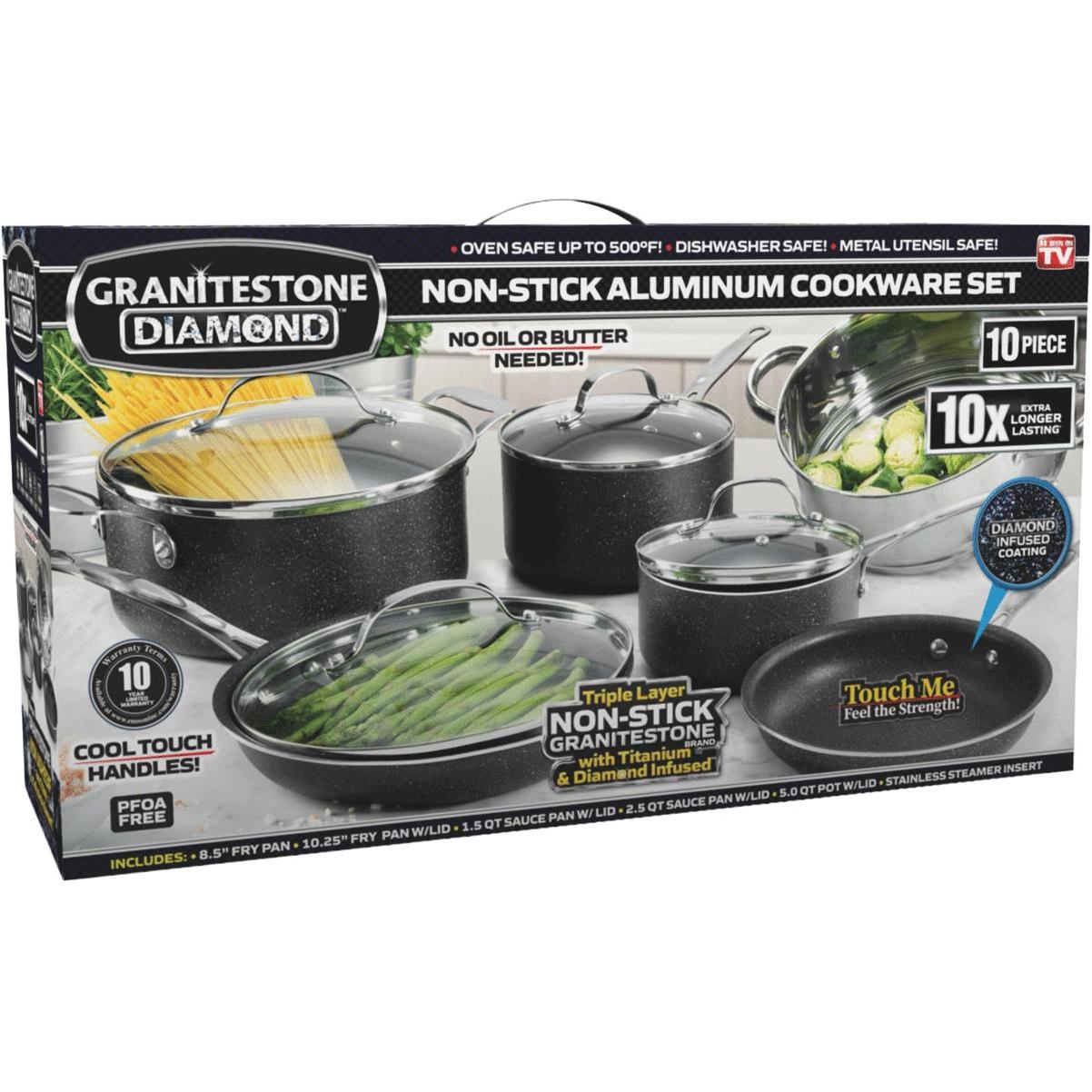 Granitestone 10-Pc. Pots And Pan Cookware Set With Utensils