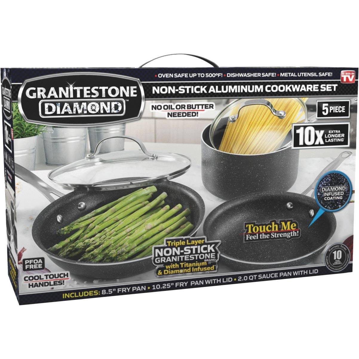 GraniteStone Granitestone Diamond Non-Stick Aluminum 10-Piece Cookware Set