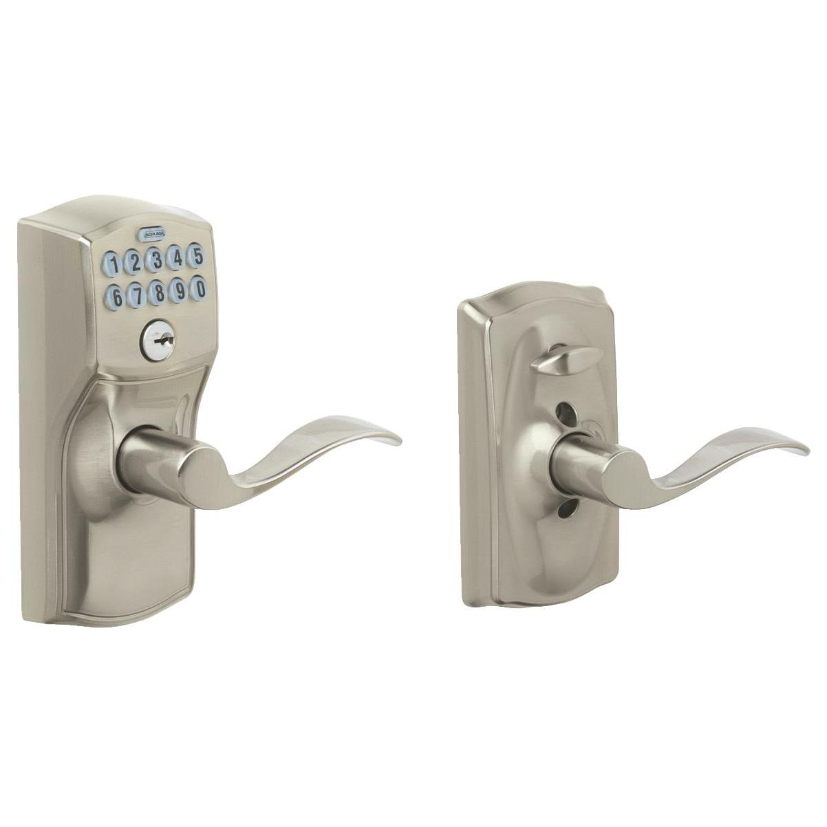 Schlage Camelot Touch Lock with Accent Lever - Satin Nickel