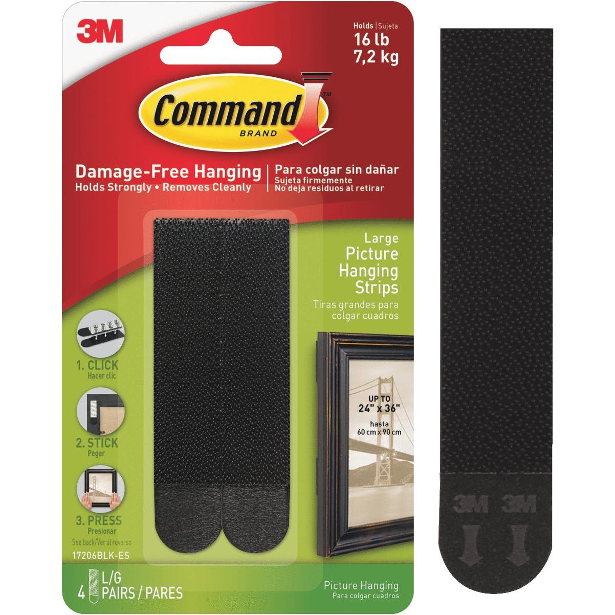 Command™ 15 Lb Black Picture Hanging Strips 17206BLK-12ES, 12 Pairs