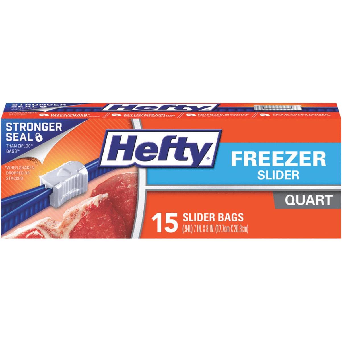 Hefty 1 Qt. Slider Freezer Bag Stand and Fill Expandable Bottom (15-Count)