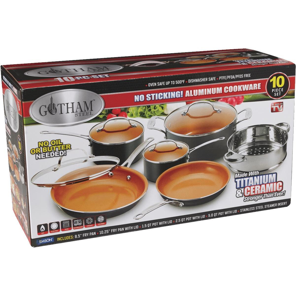 Gotham Steel Gray Non-Stick Aluminum Round Cookware Set (10-Piece)