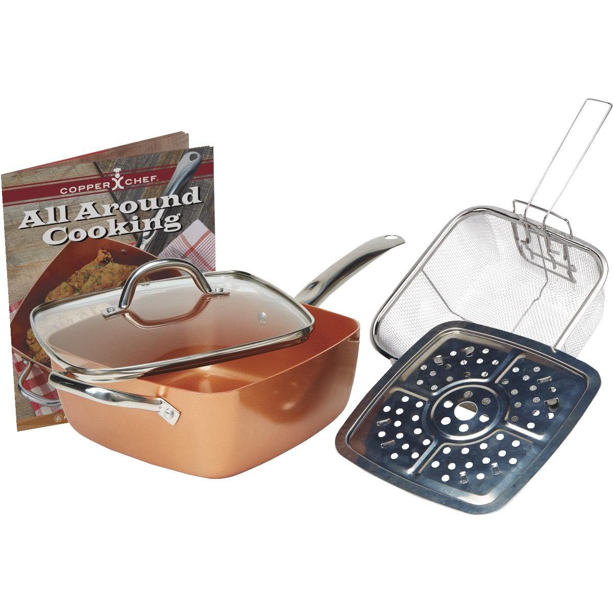 As Seen on TV Copper Chef 9.5 In. Copper Non-Stick Square Fry Pan with Lid