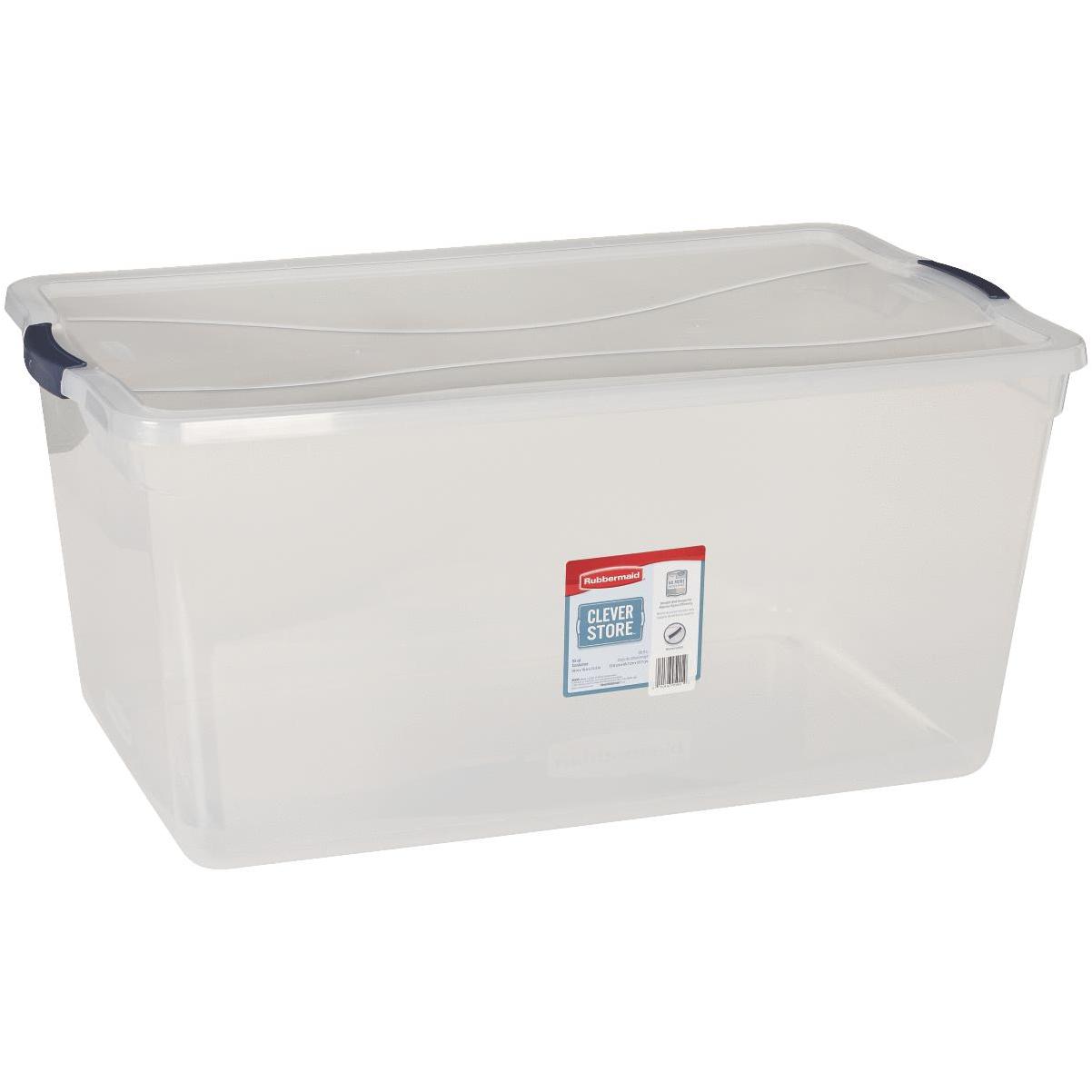 Rubbermaid Cleverstore 30 Quart Plastic Storage Tote Container