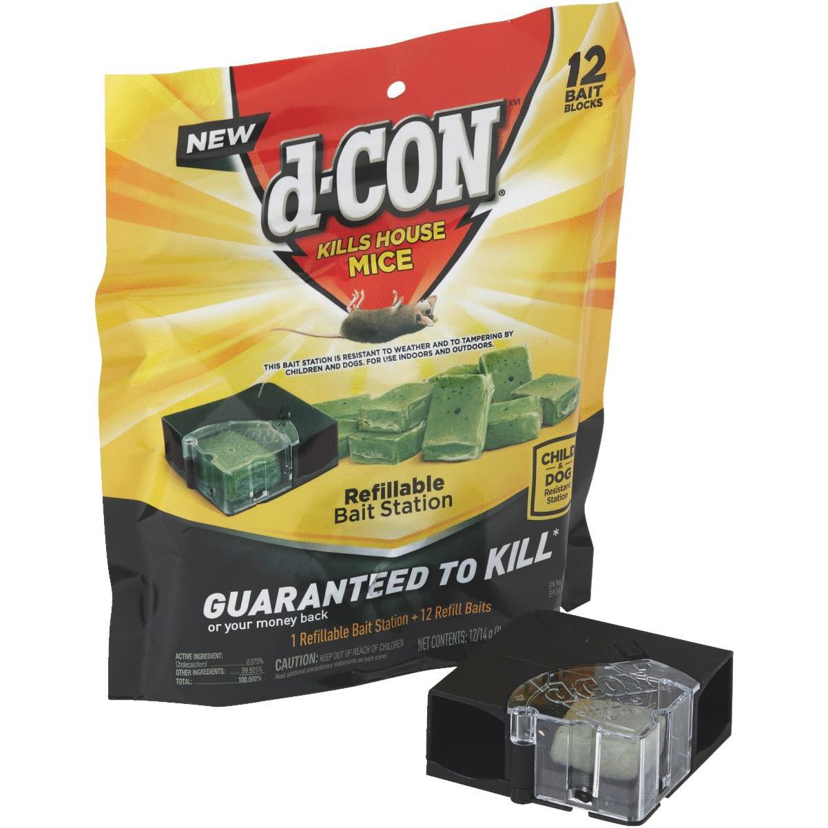 D-Con Bait Station, Refillable - 2 pack, 14 g baits