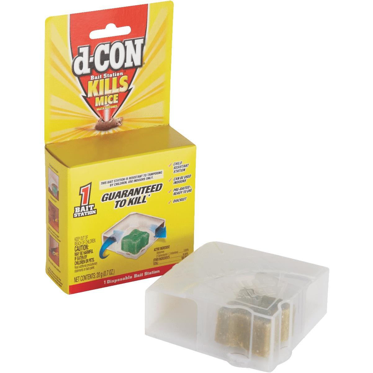 d-CON Refillable Corner Fit Mouse Poison Bait Station, 1 Trap + 2 Bait  Refills 