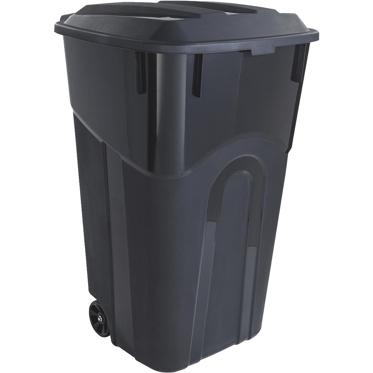 United Solutions Rough & Rugged 34 Gal. Black Wheeled Trash Can with Lid &  Locking Handle