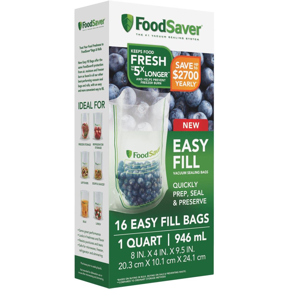 FoodSaver Easy Fill Qt. Vacuum Sealer Bags (16-Count)