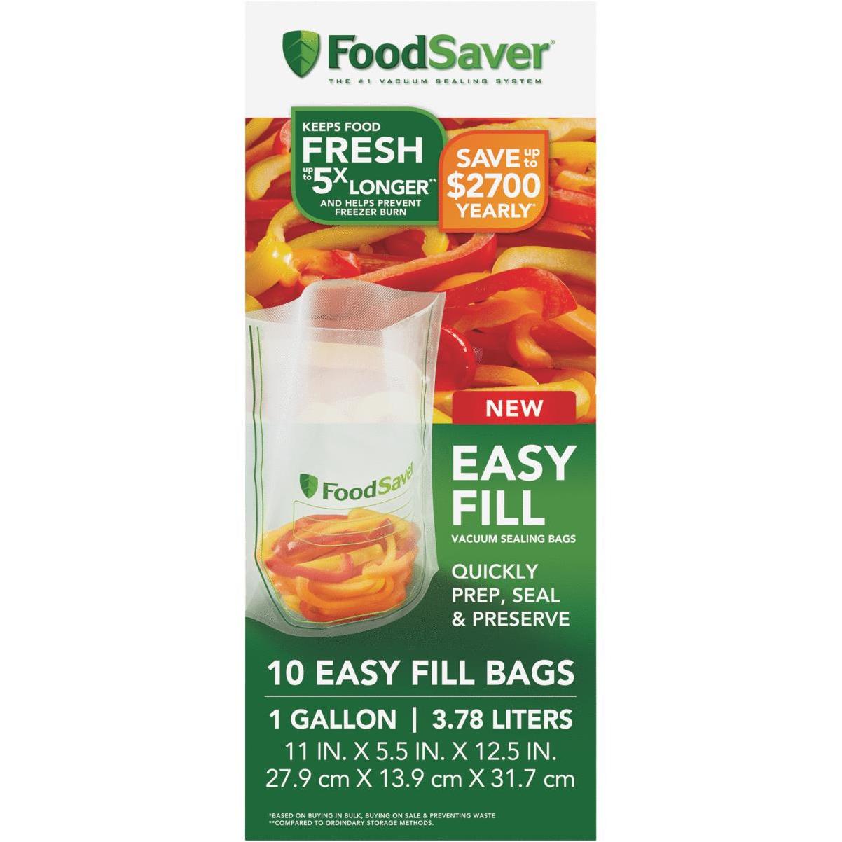 FoodSaver Easy Fill 1 Gallon Vacuum Sealer Bags, 10 Count