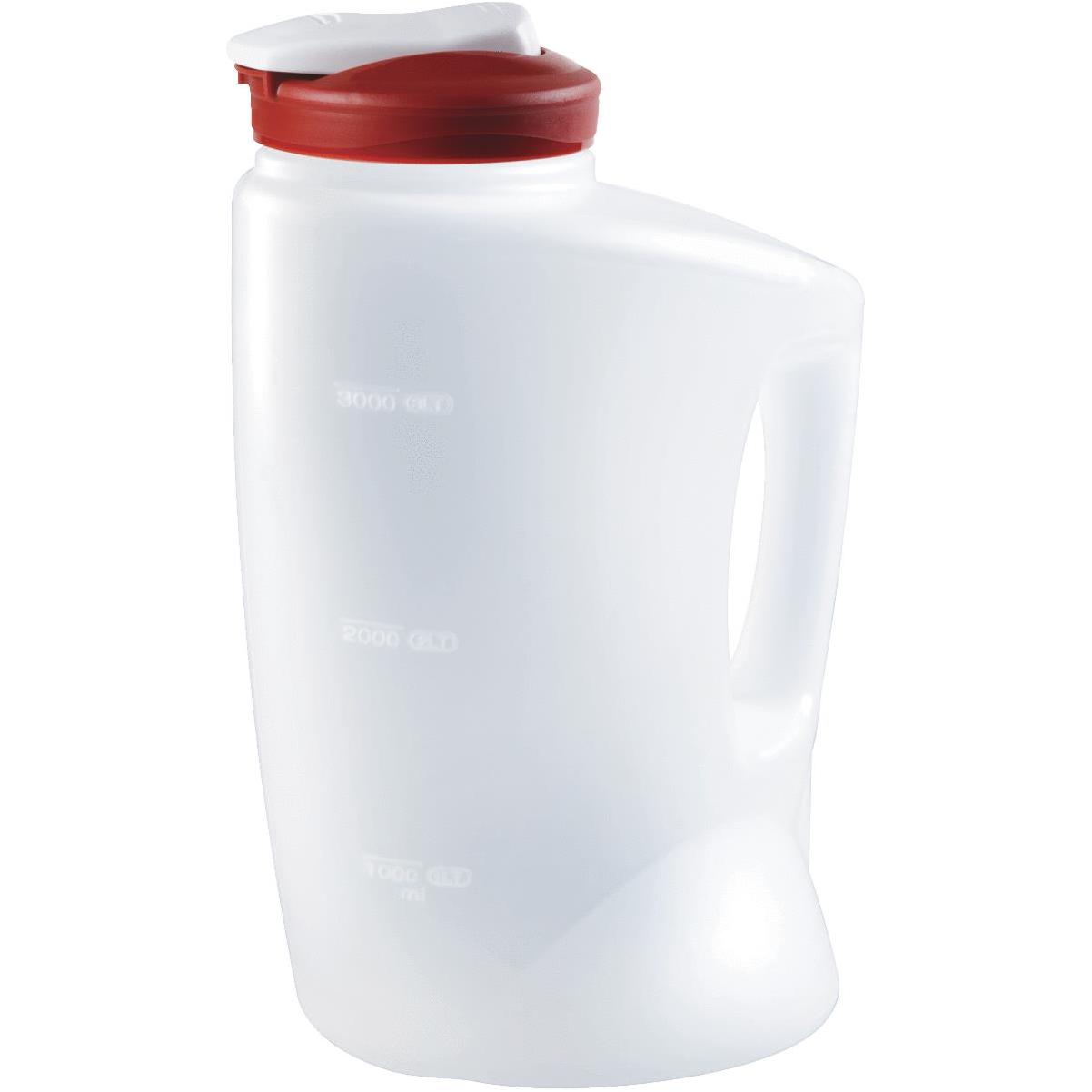 Rubbermaid 2122590 Clear 1 Gallon Beverage Pitcher with Red Lid