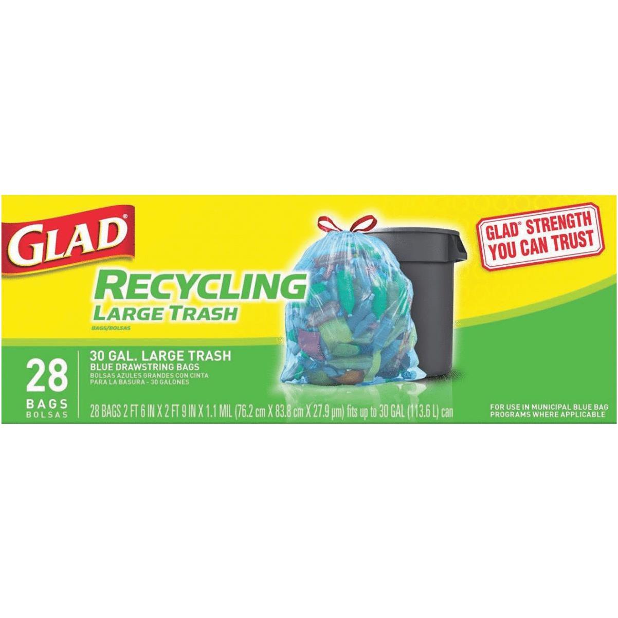 Glad Drawstring 30 Gallon Trash Bags, Black - 90 Count