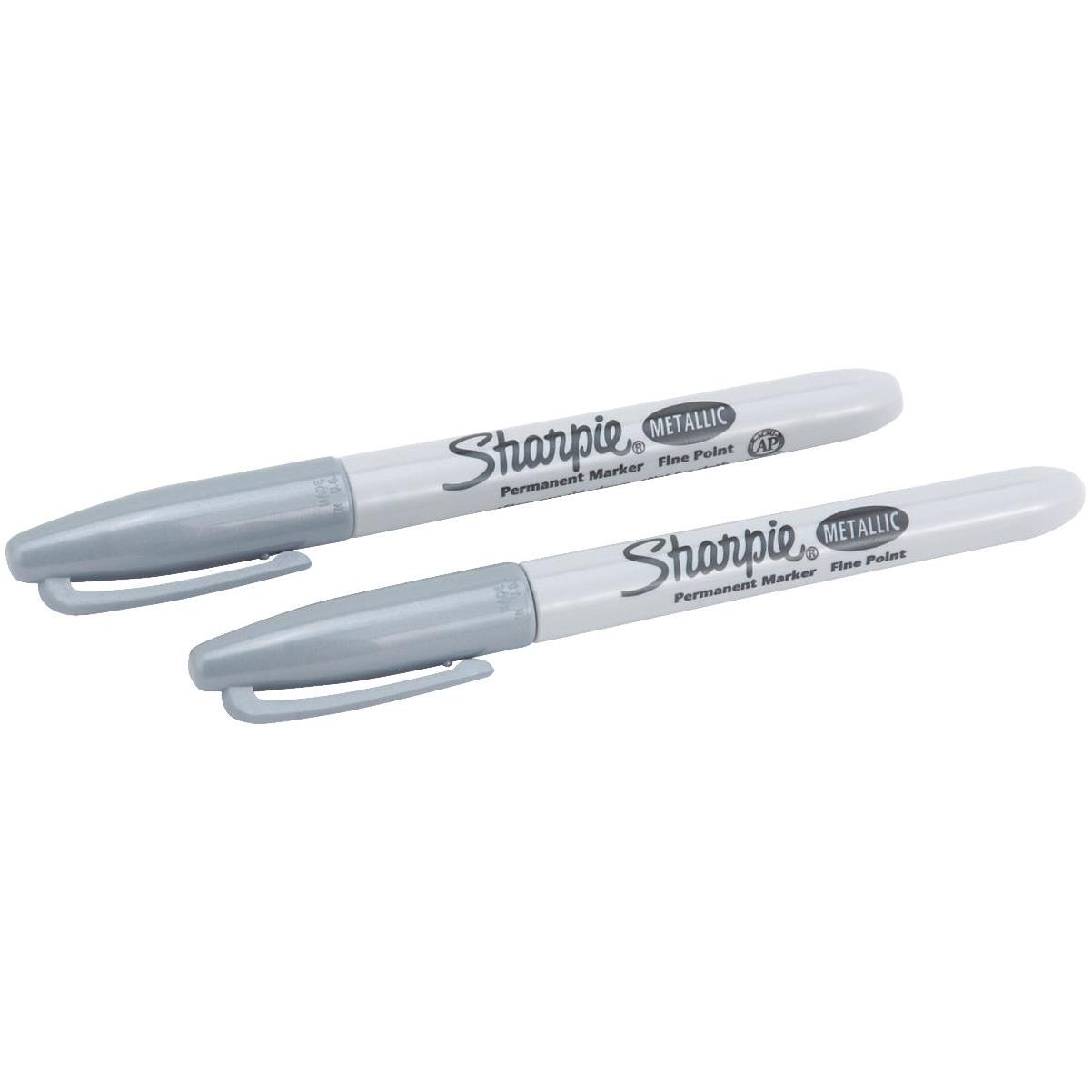 Sharpie Metallic Permanent Markers, Fine Point, Silver, 12 Count