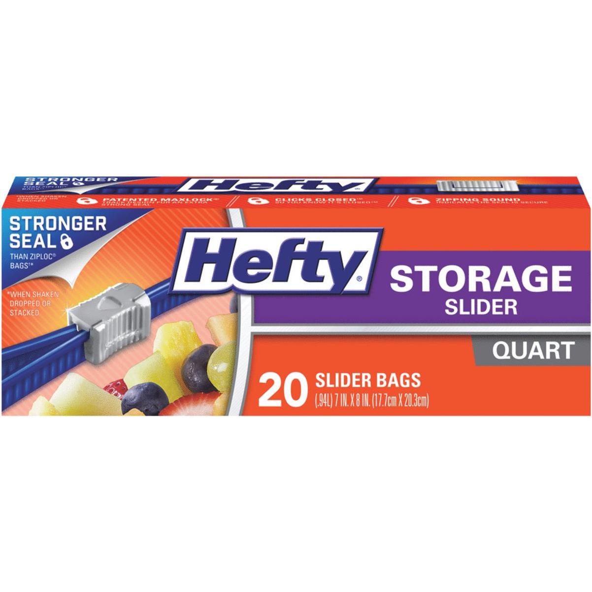 Hefty Slider Bags, Storage, Quart, Value Pack - 40 bags