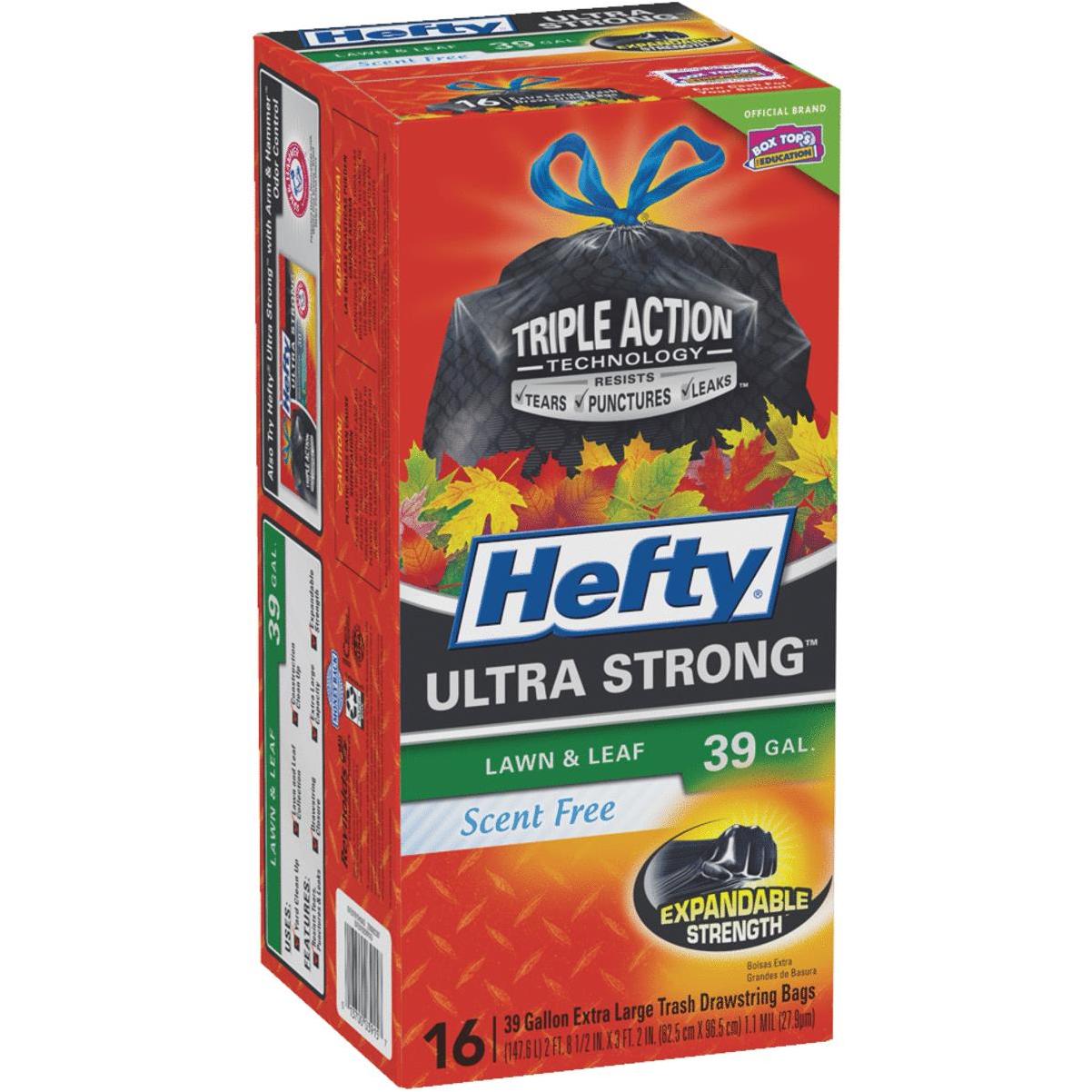 Hefty Ultra Strong Tall Kitchen Trash Bags Blackout Clean Burst 13 Gallon,  11 Ct