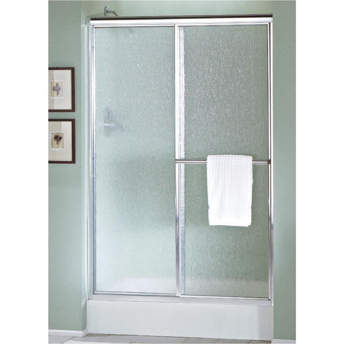 Sterling Deluxe 48 7 8 In W X 70 In H Nickel Rain Glass Sliding Shower Door Country Farm Garden