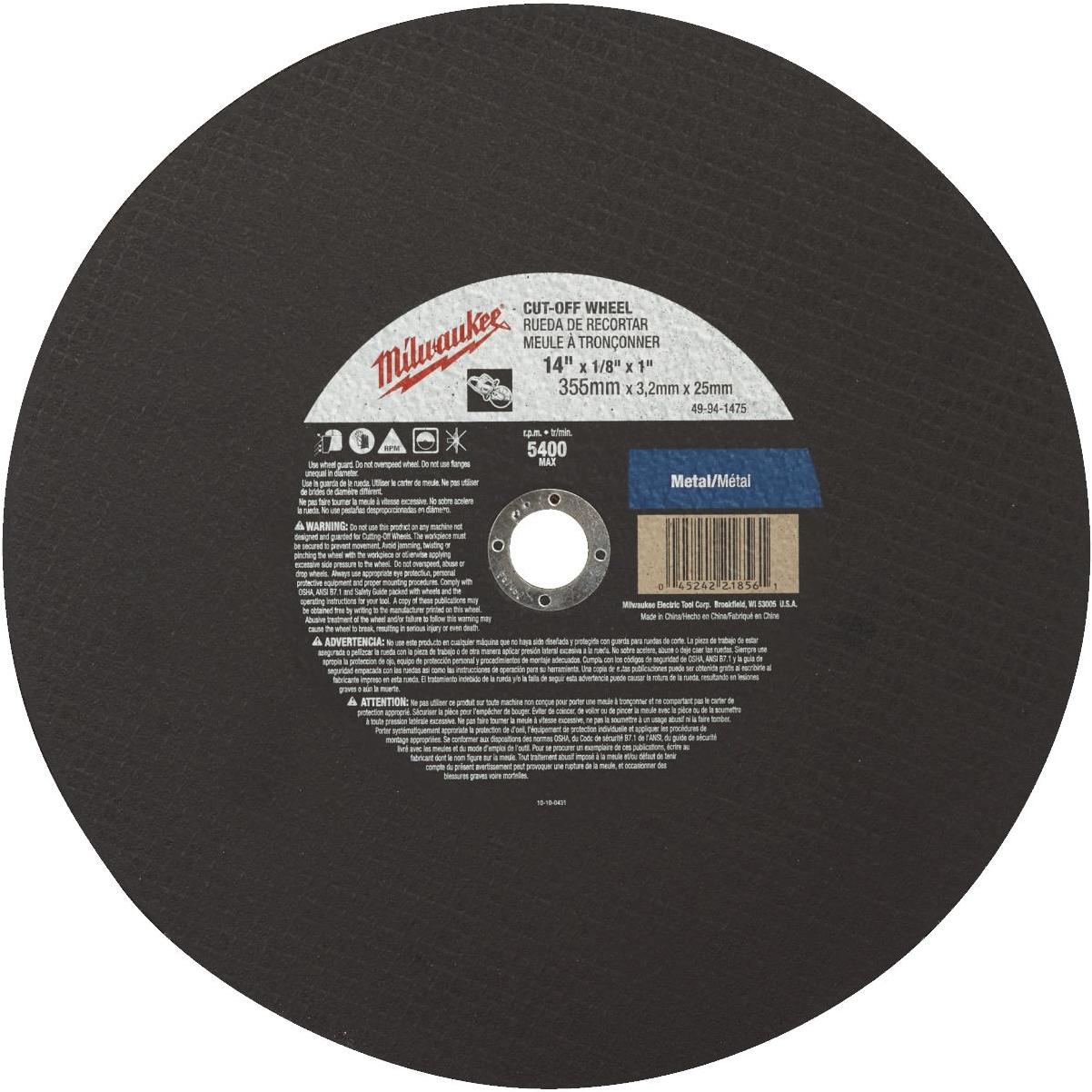 Milwaukee Type 1 14 In. x 1/8 In. x 1 In. Metal CutOff Wheel Hills