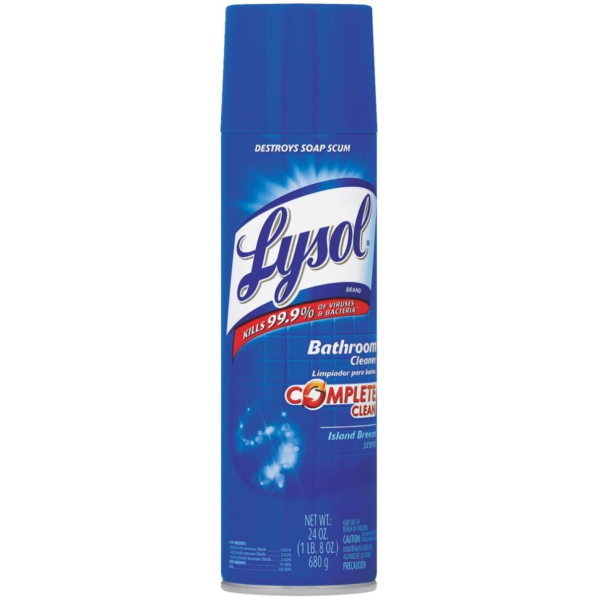 Lysol Bathroom Cleaner Aerosol Spray, Island Breeze Scent - 12 pack, 24 oz can