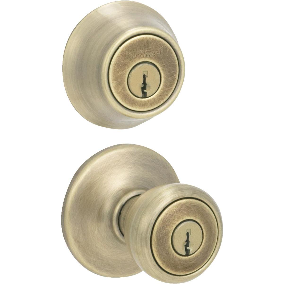 Kwikset Antique Brass Deadbolt and Door Knob Combo Morganfield Home Center