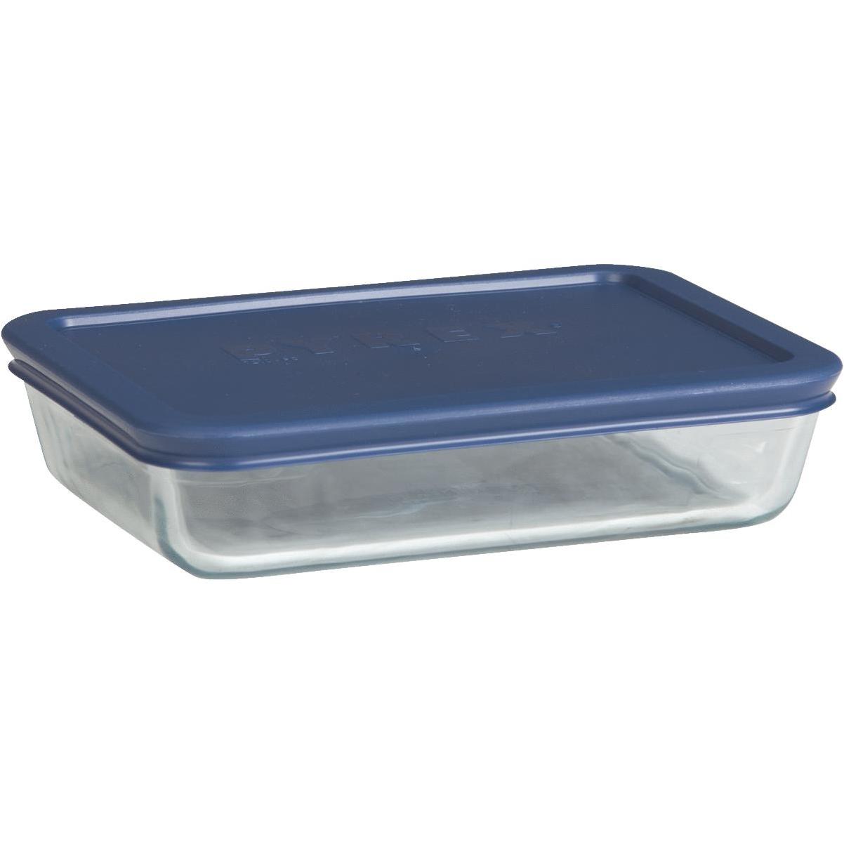 Pyrex 6 Cup Rectangle Glass Storage Container Blue