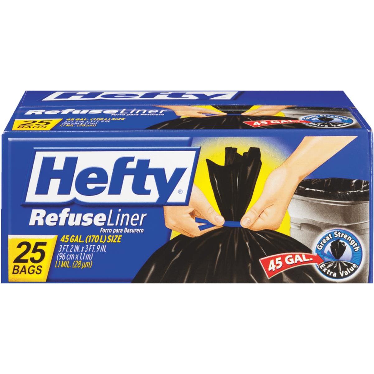 Hefty 55 Gallon Contractor Black Trash Bags, 16-Count