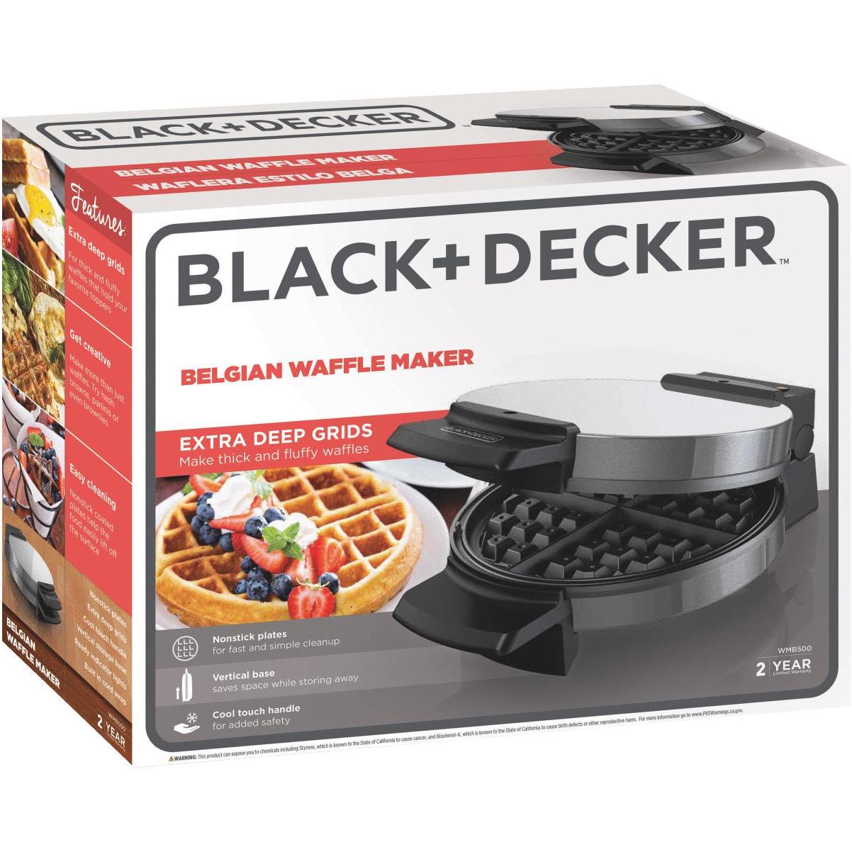 This Black + Decker Belgian Waffle Maker makes waffles in minutes