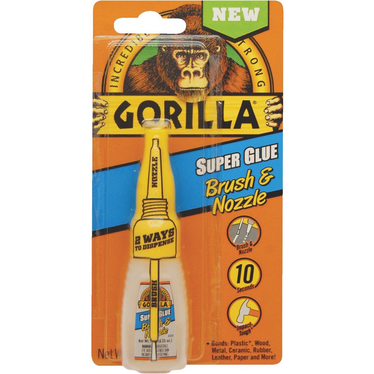 Gorilla Super Glue with Brush & Nozzle Applicator, 10 Gram, Clear, 2 Pack 