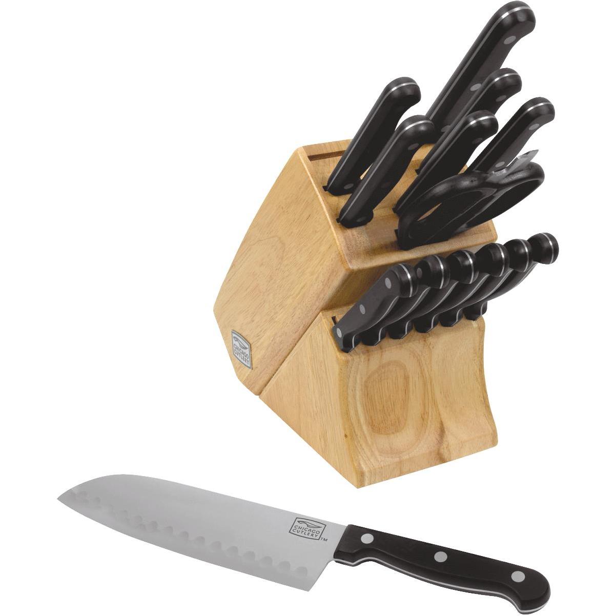 Chicago Cutlery 15 Piece Stainless Steel Hammered Handle Block