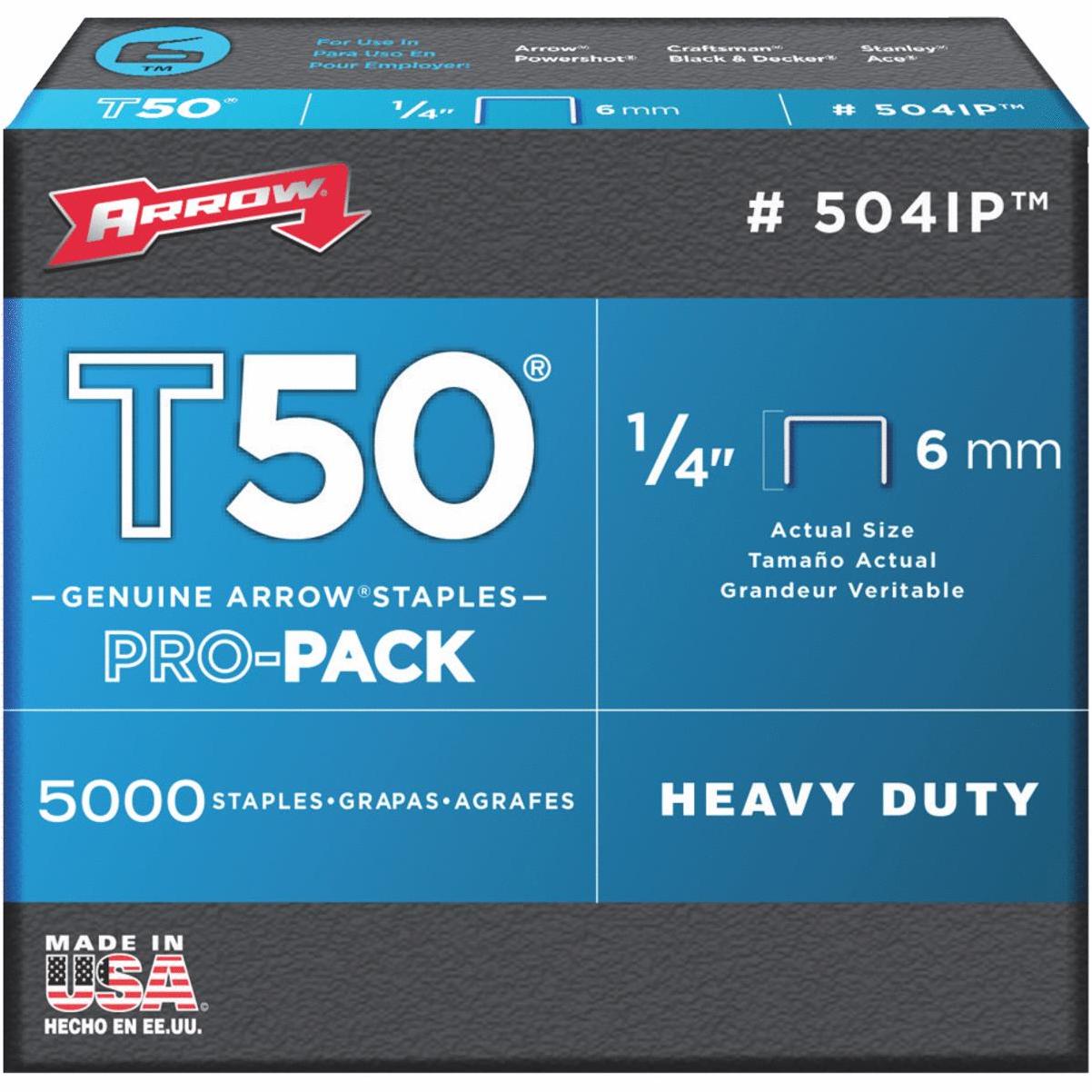 Arrow T50 Heavy-Duty Monel Staple, 1/4 In. (1000-Pack) - Power