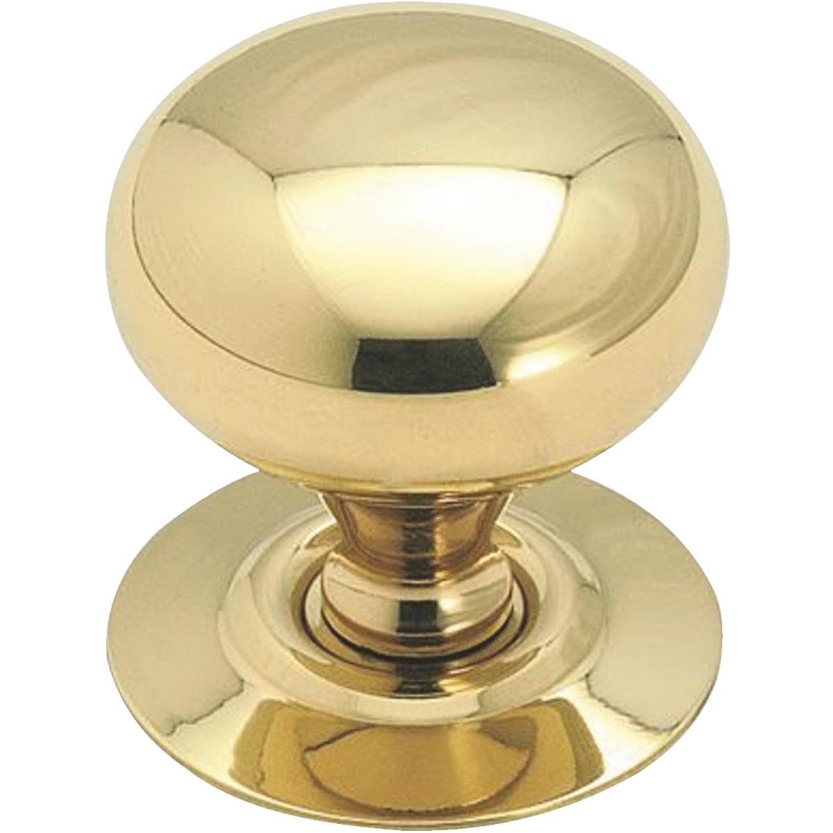 Allison Cabinet Knob With Backplate, 1-1/4 Inch Diameter, Polished Brass Finish