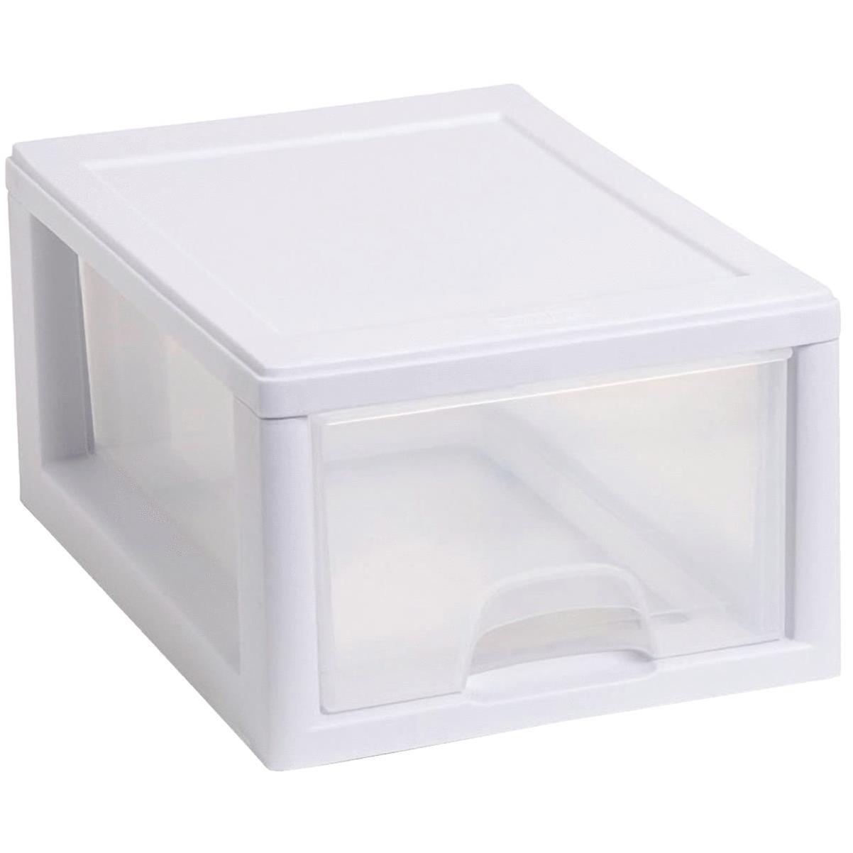 Sterilite 14 In. x 10.25 In. x 17 In. 27 Quart White Stackable Storage  Drawer