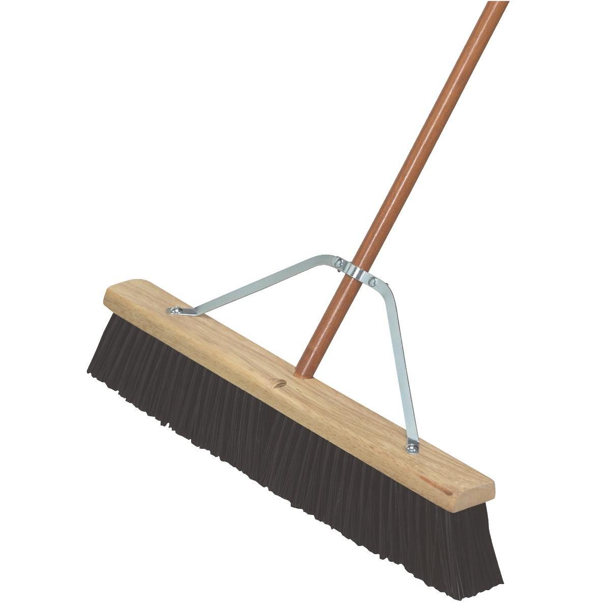 Outdoor Stiff-Bristle Poly Push Broom, 24, Red, Each