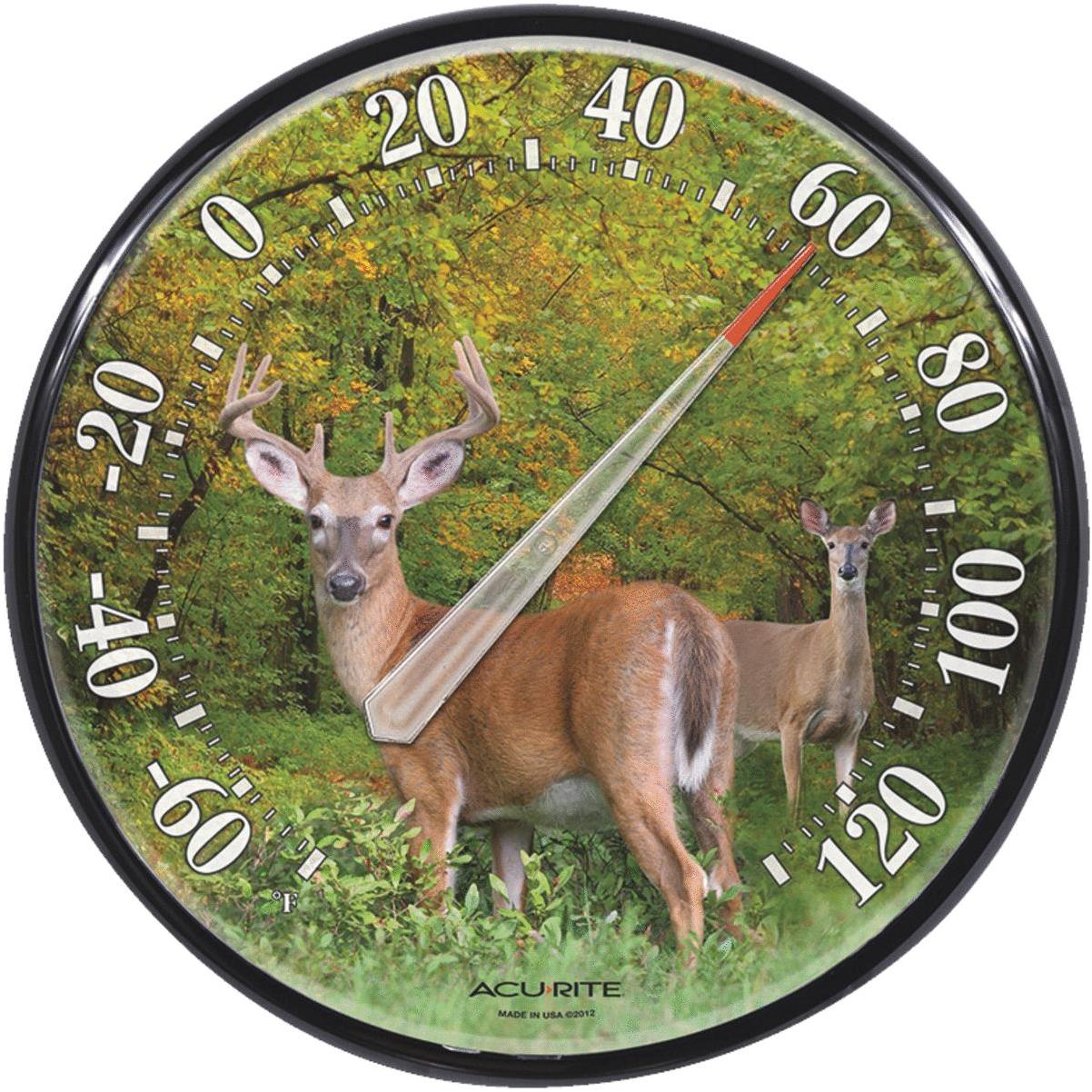 Acurite 12-1/2 Dia Plastic Dial Deer Indoor & Outdoor Thermometer