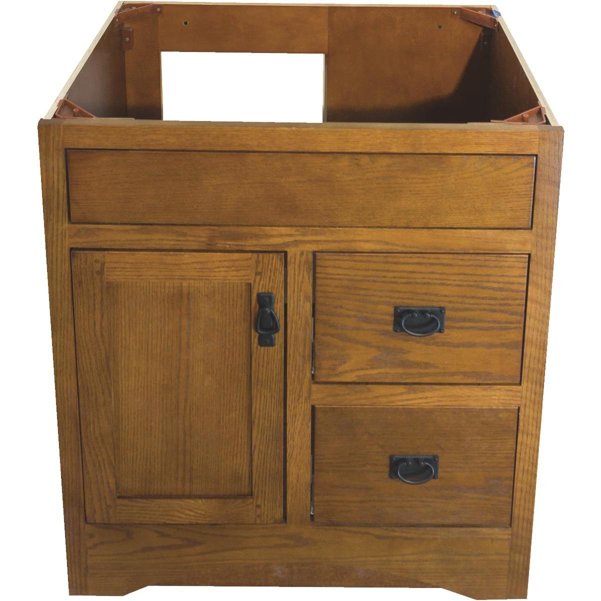 CraftMark Craftsmen Estate Oak 30 In. W x 34 In. H x 21 In. D Vanity Base without Top, 1 Door/2 Drawer