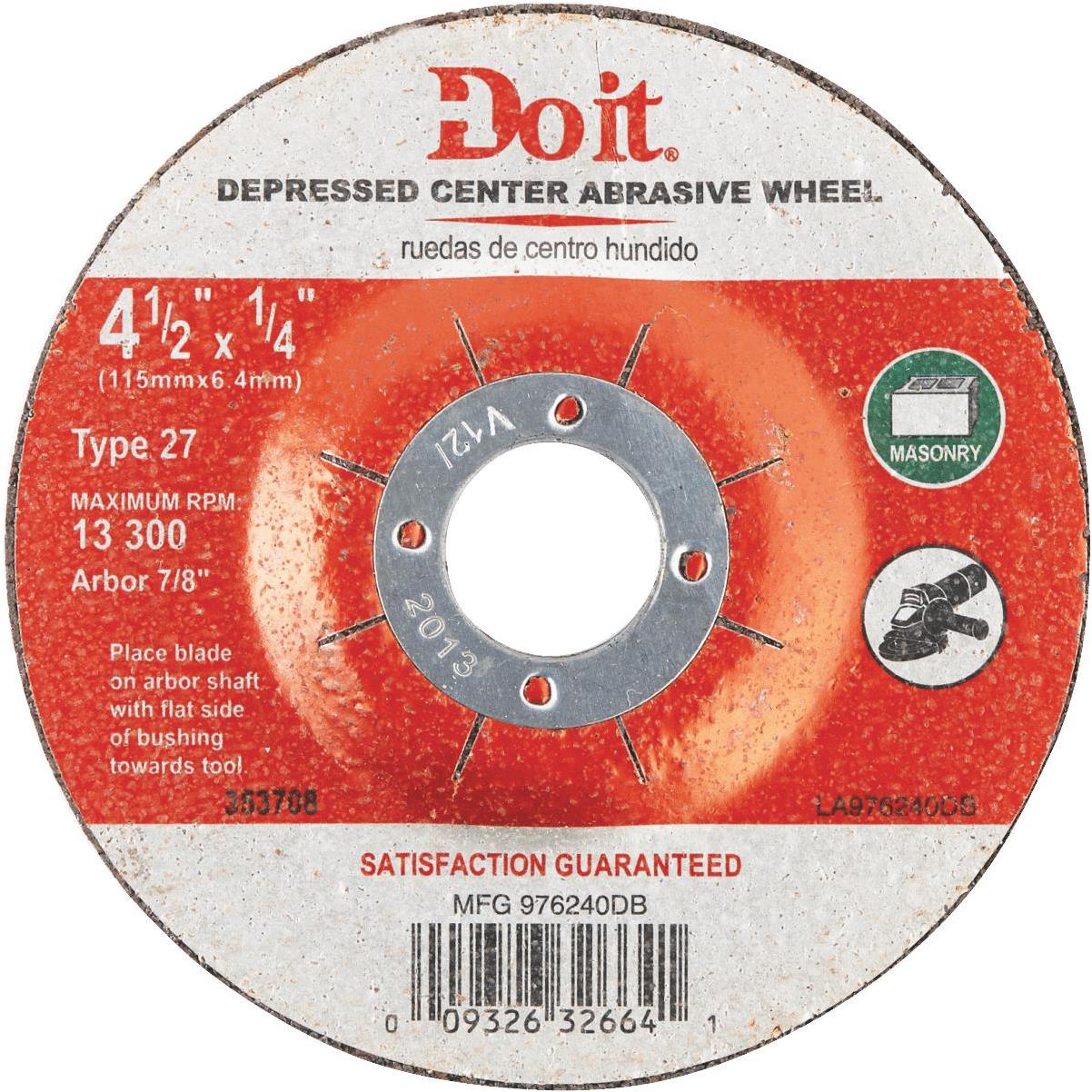 4 1/2-inch x 1/4-inch x 7/8-inch Type 27 Grinder Wheel/Disc for Masonry  Grinding