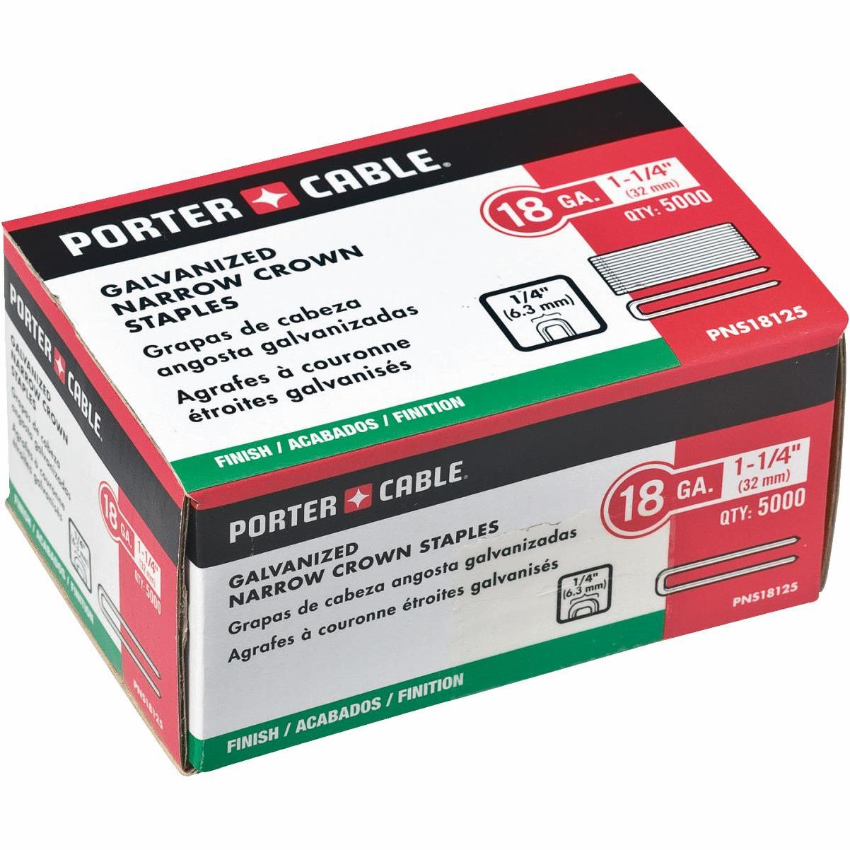 Porter Cable 18Gauge Galvanized Narrow Crown Finish Staple, 1/4 In. x