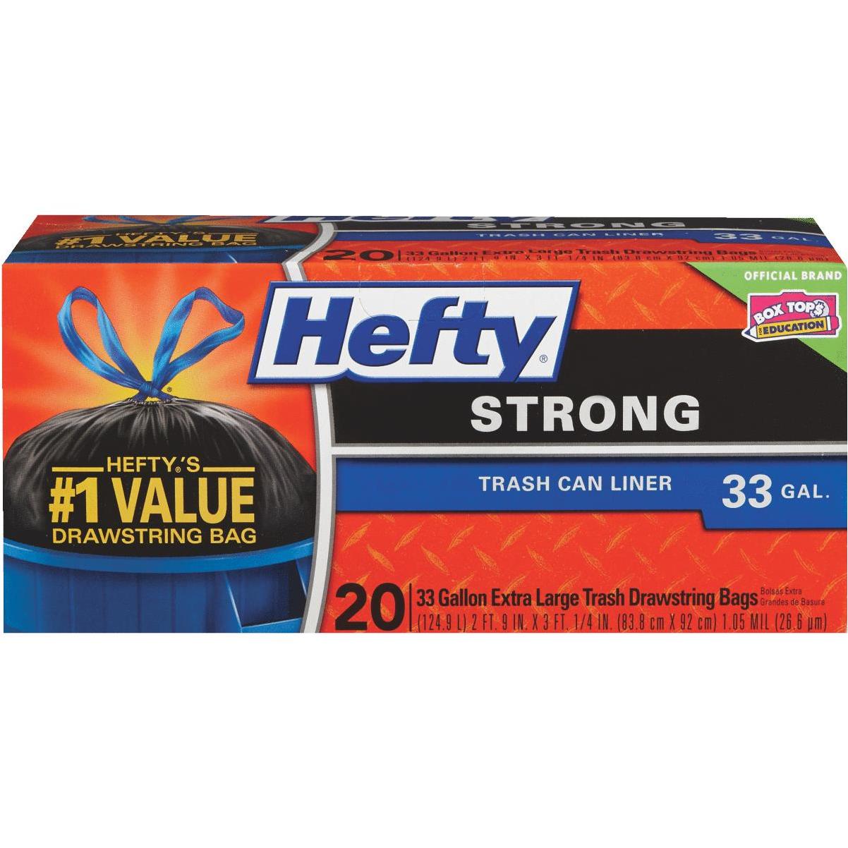 Hefty Trash Bags, Multipurpose, Drawstring, Large, 30 Gallon