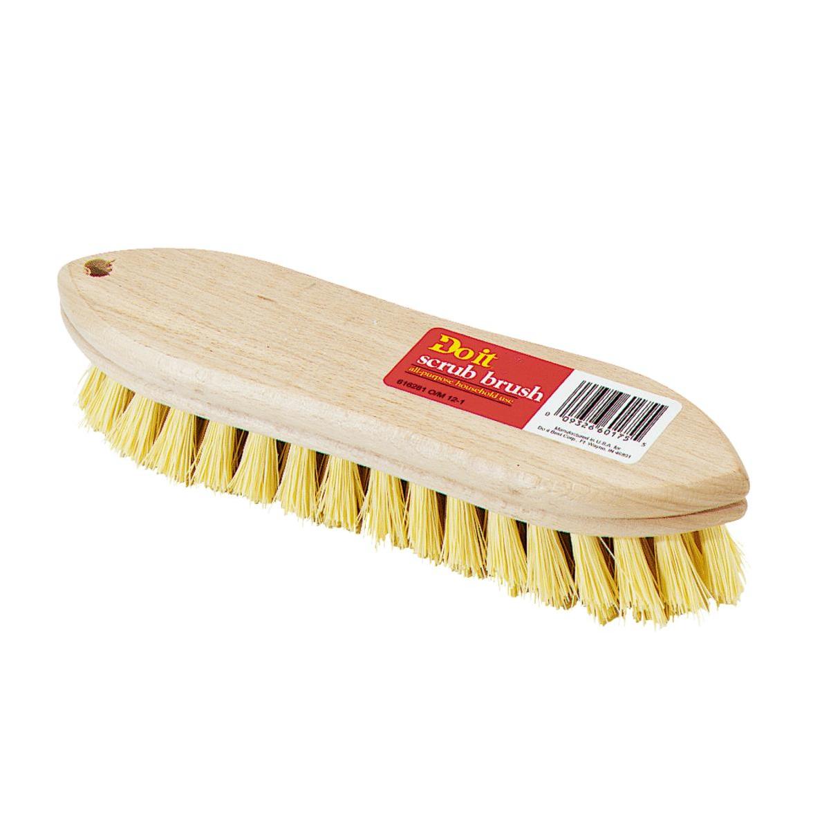 Scrub Brush with White Nylon Bristle and Wood Block Pack of 6