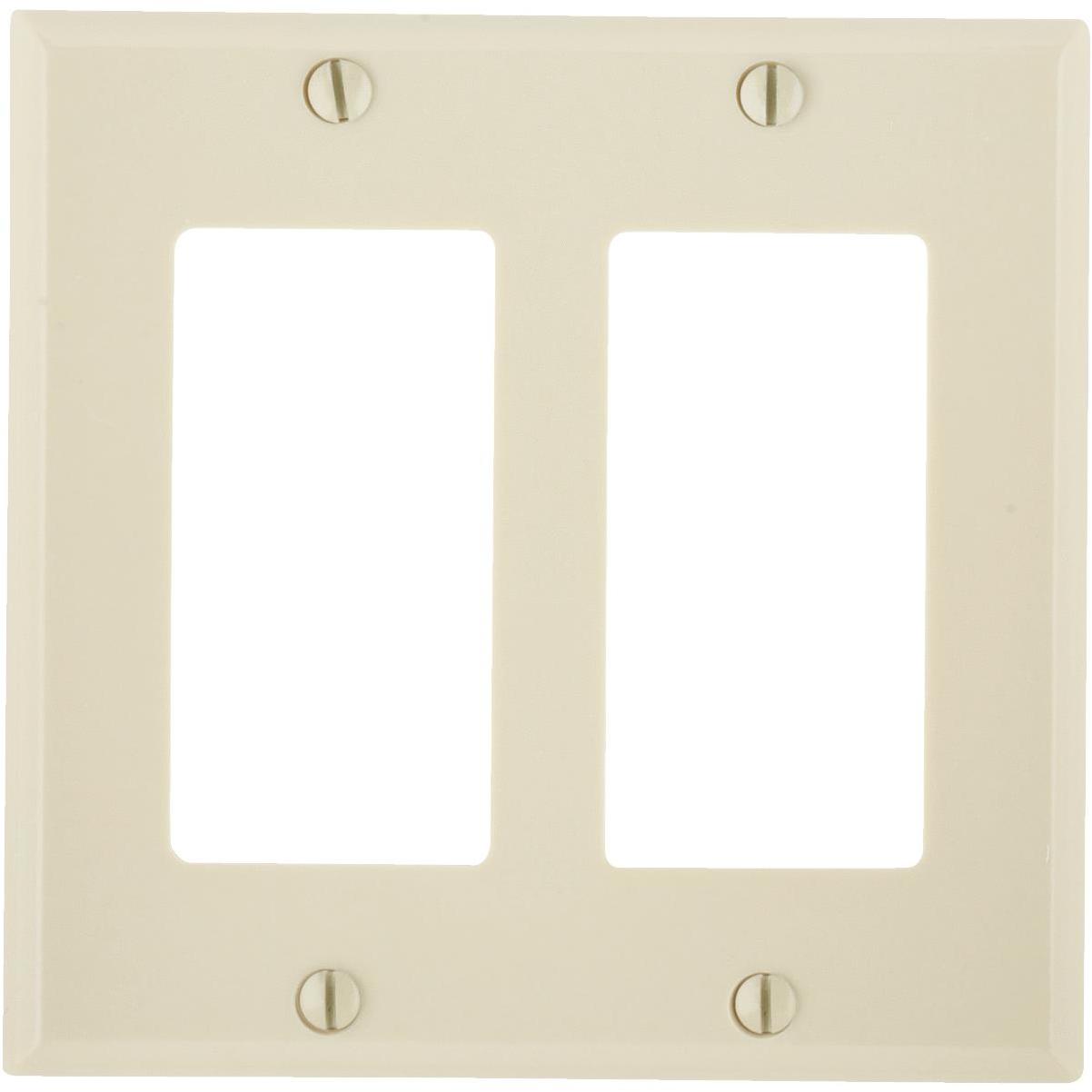 Leviton Decora 2Gang Smooth Plastic Rocker Decorator Wall Plate, Ivory