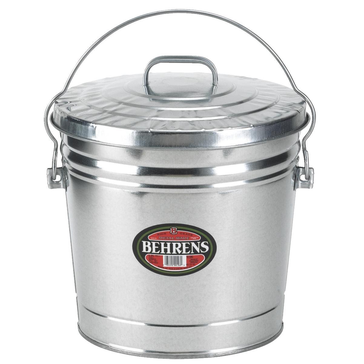 Behrens 31-Gallons Silver/Galvanized Metal Kitchen Trash Can with Lid  Outdoor