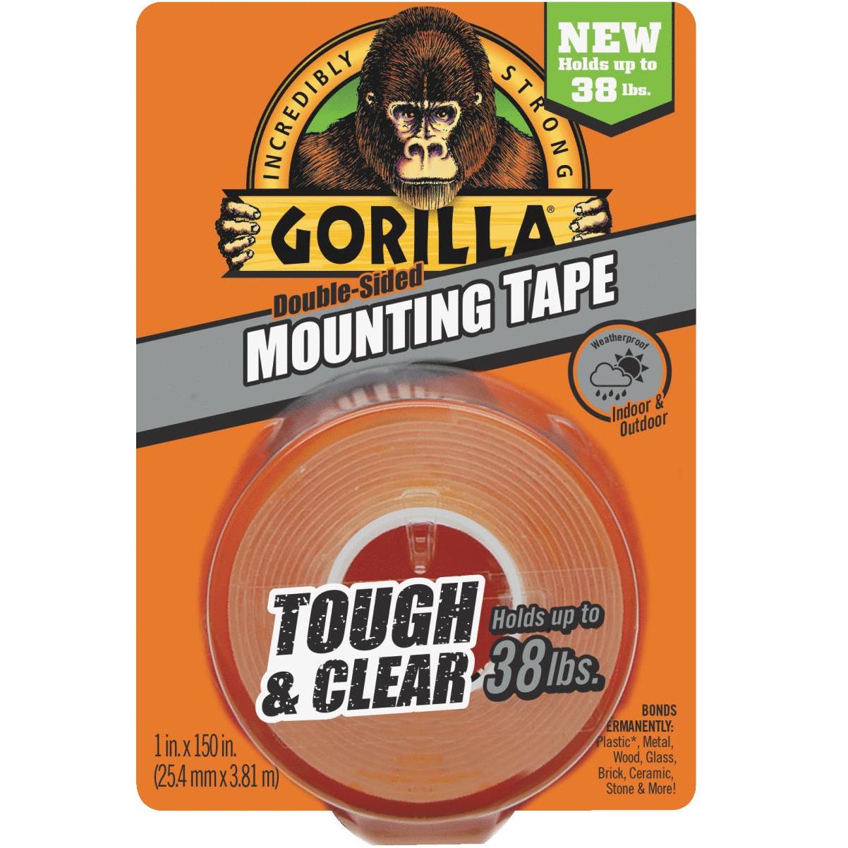 Gorilla Tough & Clear Double Sided Adhesive Mounting Tape, Extra Large, 1  x 150, Clear, (Pack of 2) & Tough & Clear Double Sided Tape Squares, 24 1