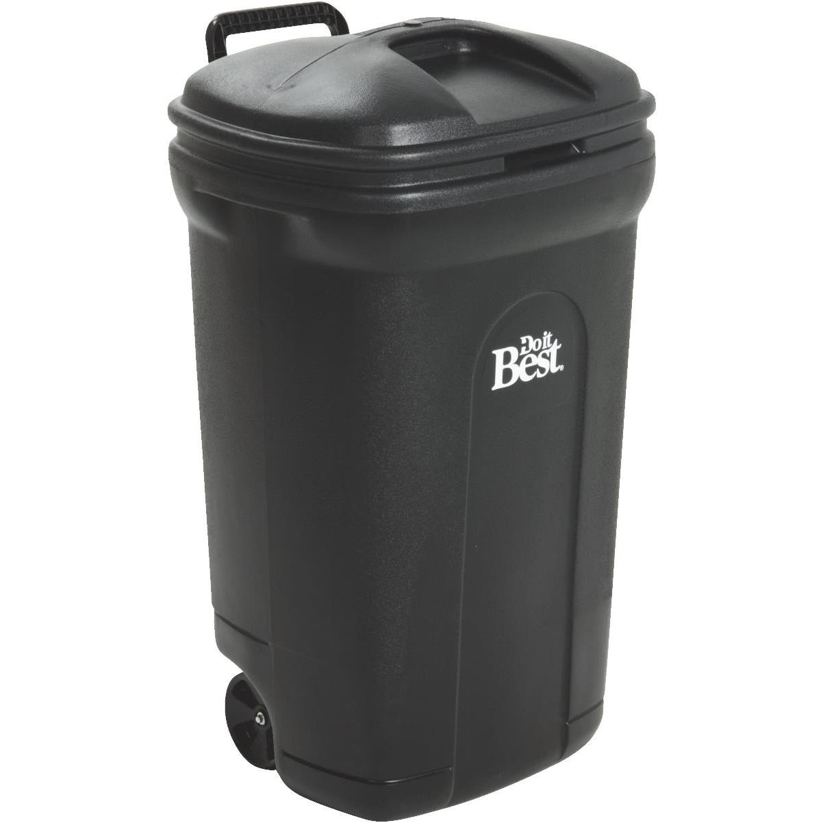 Rubbermaid Black Roughneck Wheeled Outdoor Trash Can With Lid, 32 Gallons