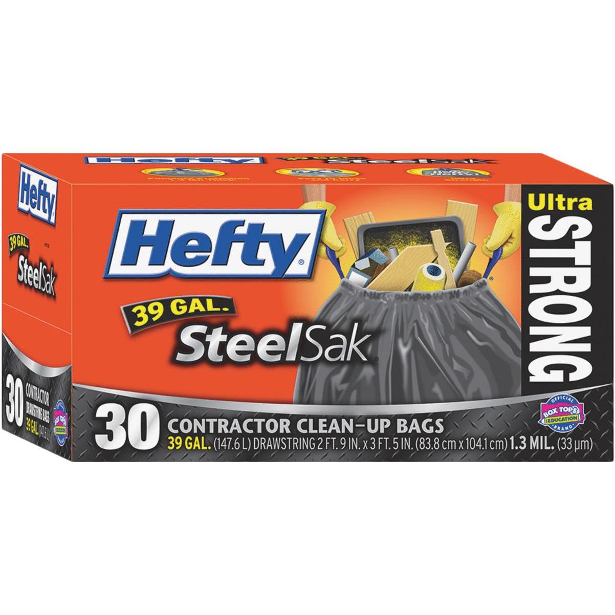 Hefty Steel Sak 39 Gal. Heavy Duty Black Trash Bag (30-Count