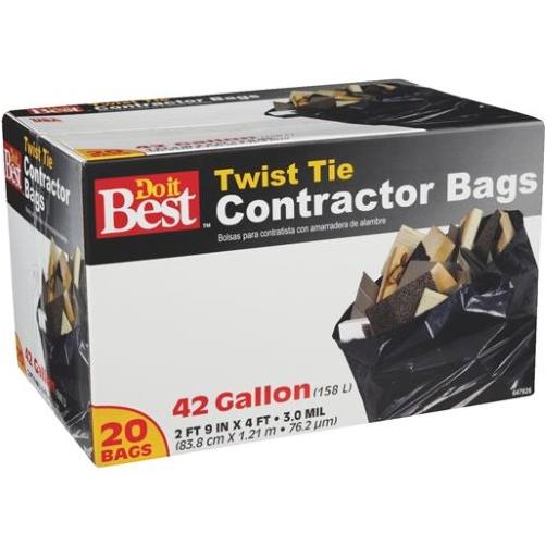 Do it Best 42 Gal. Flap Tie Contractor Black Trash Bag (20-Count)