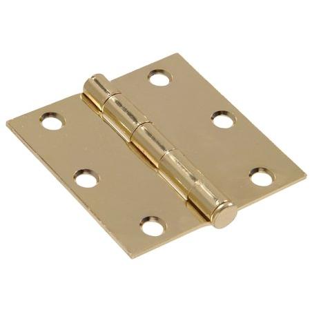 The Hillman GroupThe Hillman Group 851248 3-1/2' Residential Door Hinge - Square Corner - Removable Pin - Full Mortise - Brass Finish 2-Pack