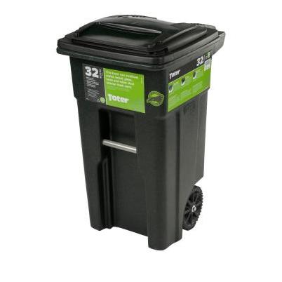 Toter 32 Gal. Trash Can Greenstone with Wheels and Lid 