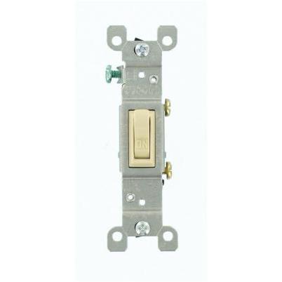 Leviton Residential Grade 15 Amp Toggle Single Pole Grounded Switch, Ivory